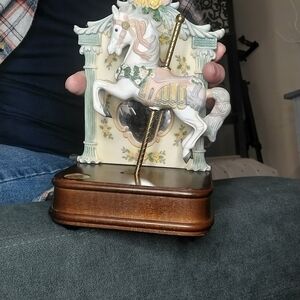Vintage Whimsical Pastel Carousel Horse Music Box